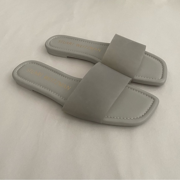 Stuart Weitzman Women’s Summer Slides Sandals Size 7.5B Designer Perla Grey NWT - Picture 1 of 10